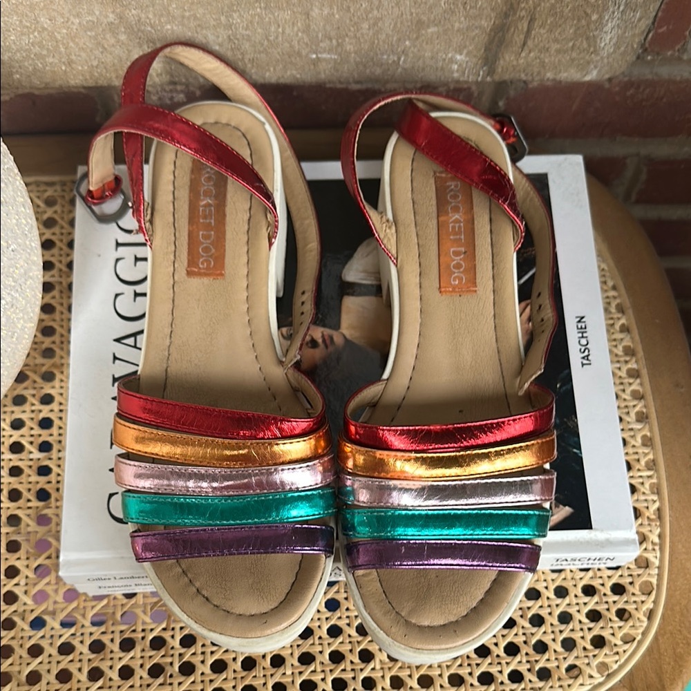 Rocket Dog Metallic Rainbow Strappy Platform Sandals